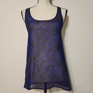 Silence + Noise Anthropologie sheer floaty Racerback Tank top open back artsy S